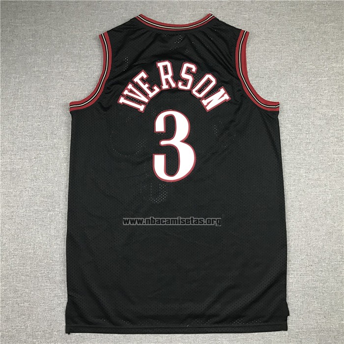 Camiseta Philadelphia 76ers Allen Iverson NO 3 Mitchell & Ness 1997-98 Negro